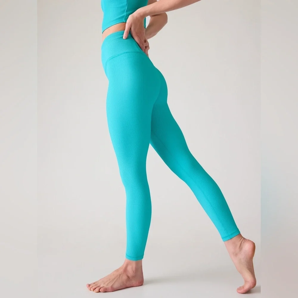 Athleta Elation Ultra High Rise Rib Legging Bora Bora/Aqua size xl - Picture 3 of 12